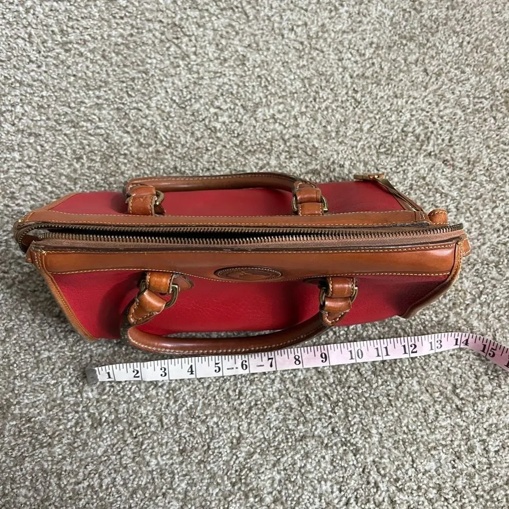 Vintage Dooney & Bourke red pebbled leather satchel purse